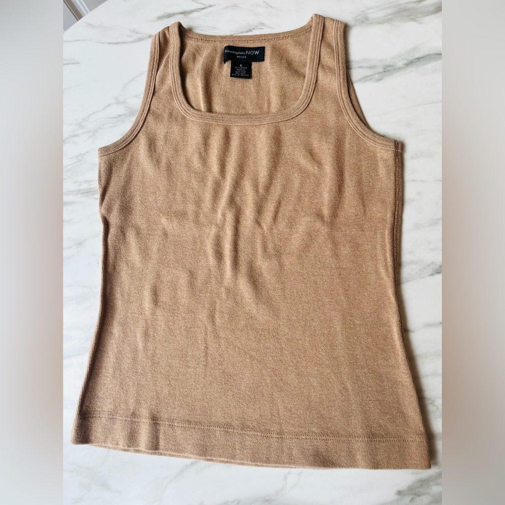 Bloomingdale's Classic Tan Top 100% Cotton NEW